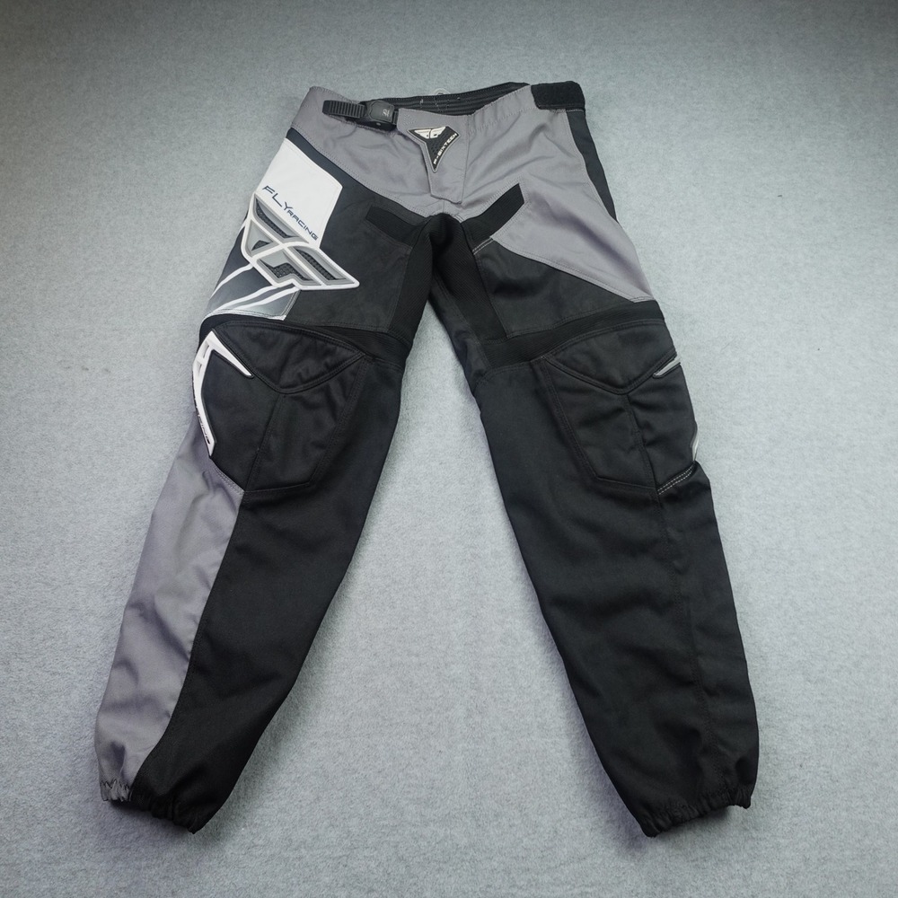 Fly Racing F-16 Pants Youth 26 Black Grey White Motocross Off-Road Racing Gear